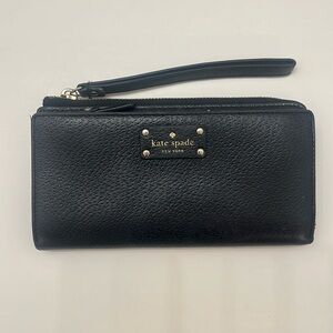 Kate Spade Wallet - Long Black Wallet with Gold Accents
